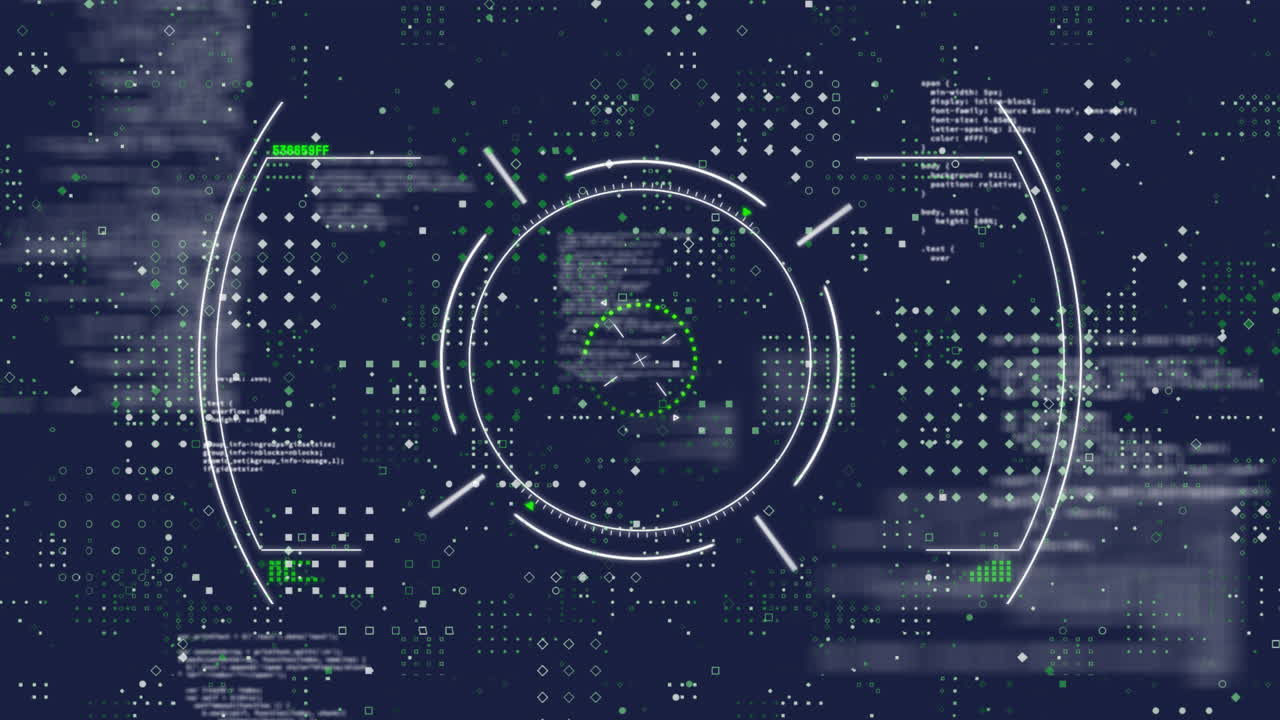 Animation of scope scanning over data processing on black background