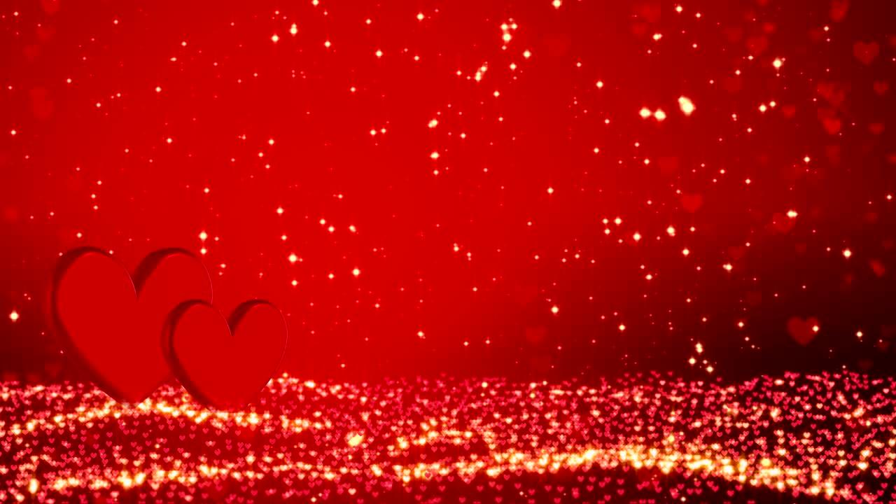 심장과 황금 콘페티와 함께 로맨틱한 배경 행복한 발렌타인 데이 또는 결혼식