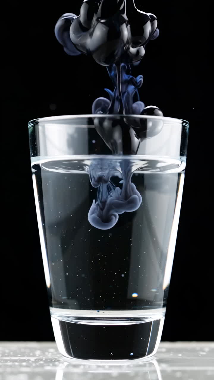 Ink swirling in a glass of water