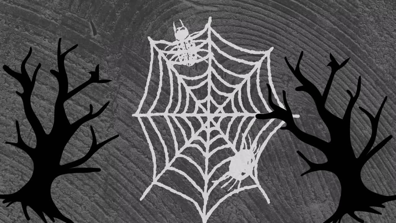 animación de la red y los árboles sobre formas en movimiento