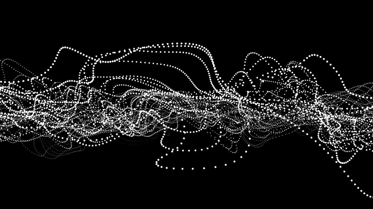 la red de puntos blancos fluctúan en negro, animación 3d, sin costuras