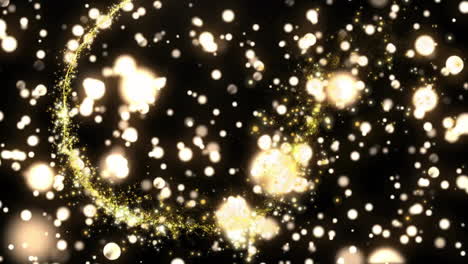 glowing particles and light trails moving over dark background