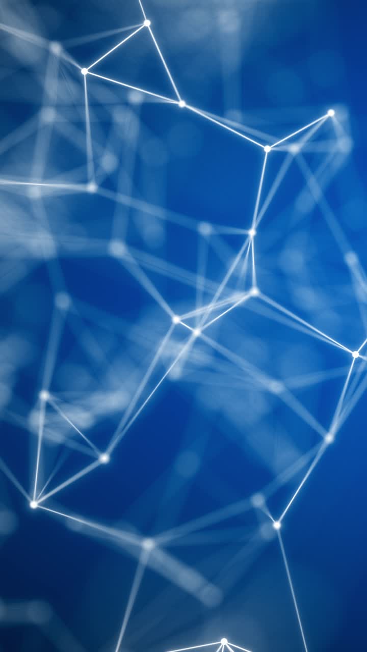 abstracto hermoso fondo geométrico con líneas en movimiento, puntos y triángulos. video vertical