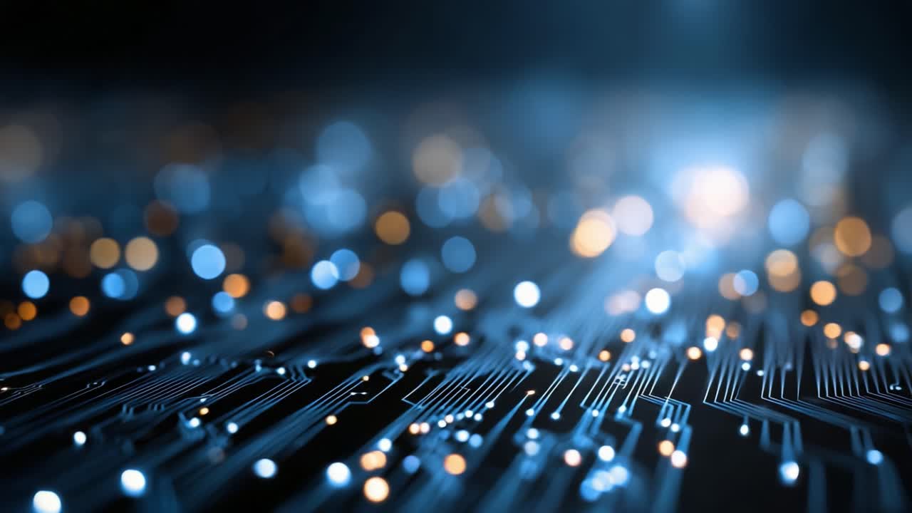 Exploring the Intricate Patterns and Vibrant Colors of Modern Technology in a Futuristic Circuit Board Environment with Glowing Lights and Deep Contrast