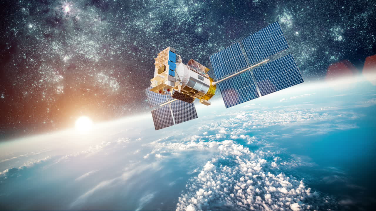 Satélite espacial sobre el planeta tierra