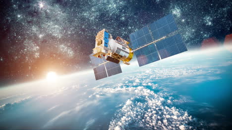 satélite espacial sobre el planeta tierra