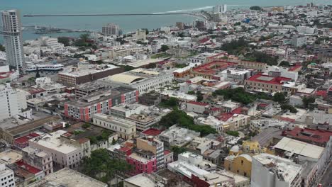 aerial reveal of the historic downtown of veracruz, mexico