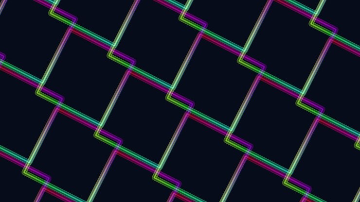 Rainbow squares pattern in dark space