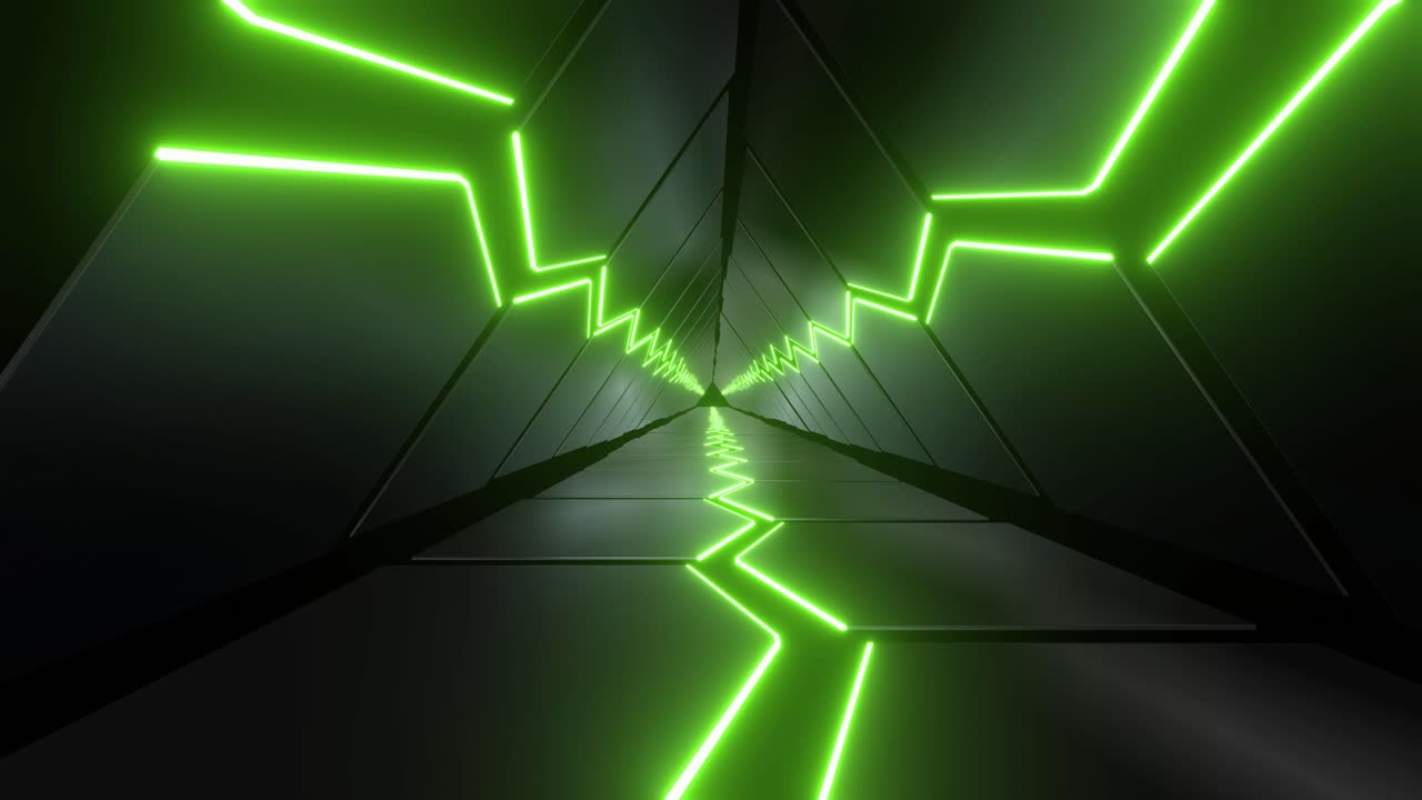 Neon Tunnel with Triangular Pattern