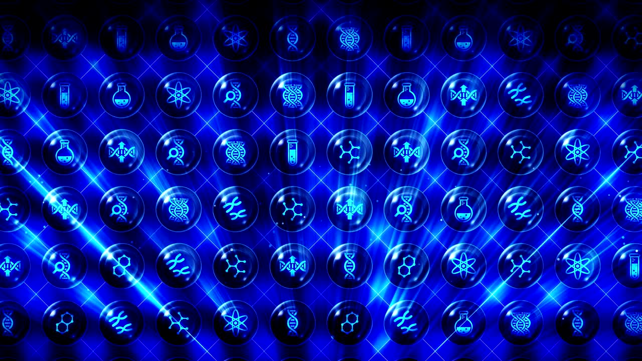 Set of Genetic Icons, Biotechnology Background, CG Loop Animation,