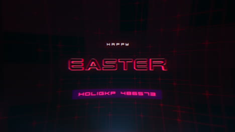 neon-lit geometric art happy easter in red