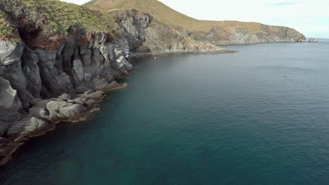 aerial shot of a volcanic island, isla coronado, loreto bay national marine park, baja california sur