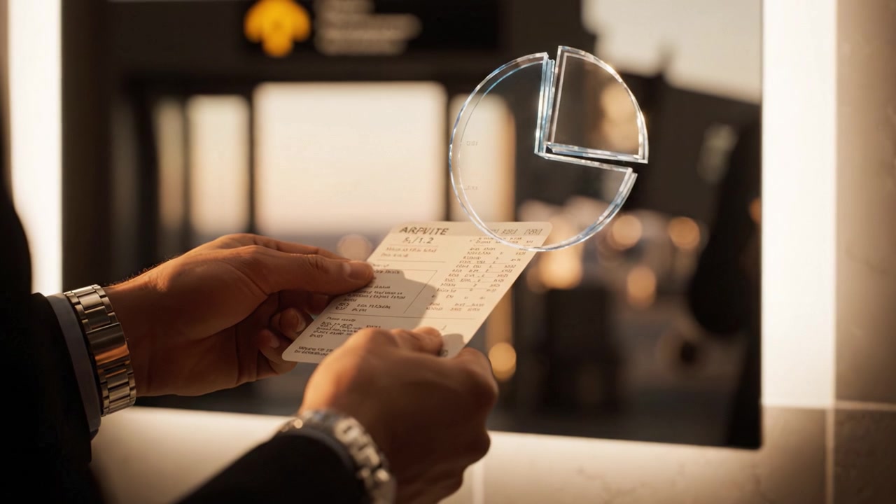 Un viaggiatore controlla il proprio itinerario contro un riflesso in una moderna area di check-in di viaggio, assicurandosi la prontezza per il suo prossimo viaggio e avventura.