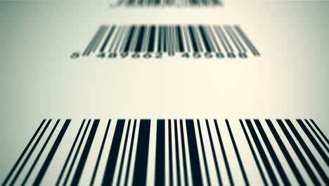 animation of laser scanning barcode on the product label. barcode scanning is technology is used by retail for selling consumer goods through storing and reading data from encoded graphical bars.