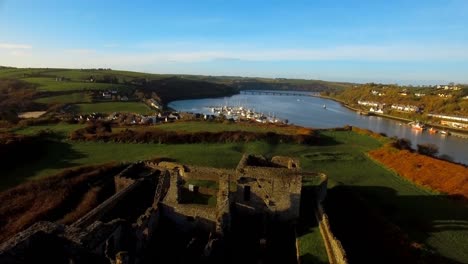 aerial view of old ruin structure 4k