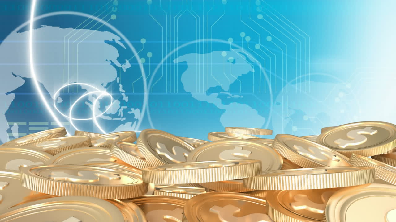 animación de cubos rojos con signo de porcentaje sobre gráficos y estadísticas