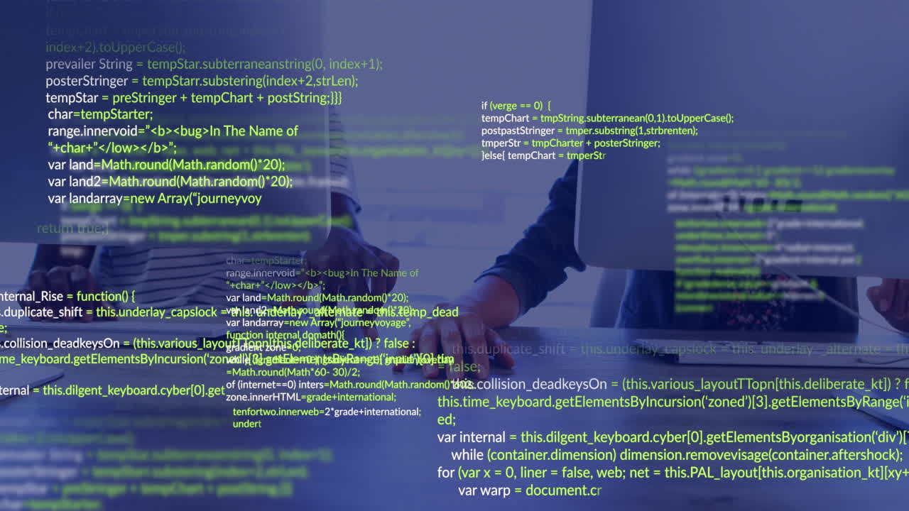 animación del procesamiento de datos sobre diversas personas de negocios en la oficina