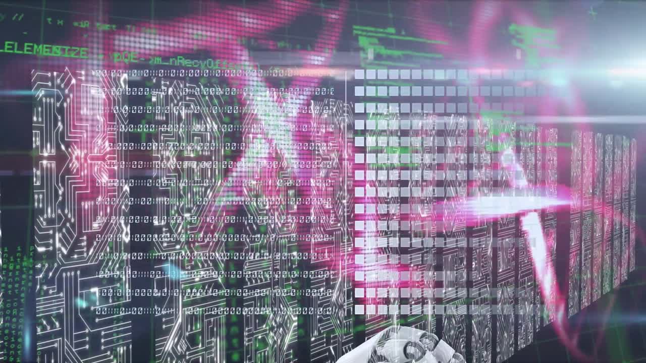 dna 가닥을 회전시키는 데이터 처리의 애니메이션