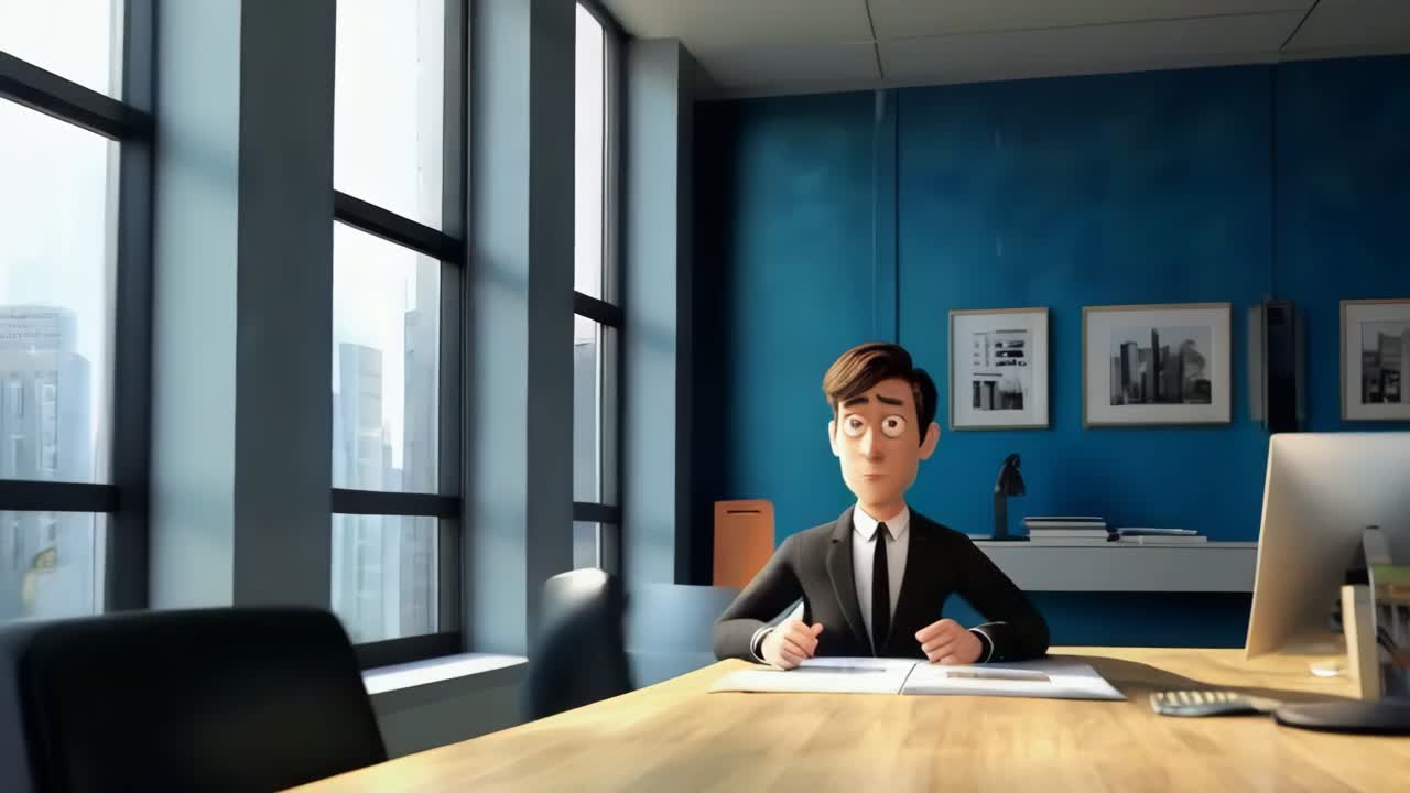Office worker in shirt and tie working at his desk in the office