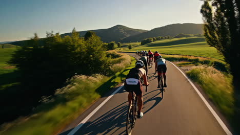 group of cyclists on a scenic road