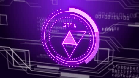 animación del escaneo del alcance sobre el procesamiento de datos sobre fondo negro