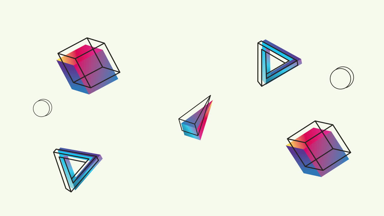 색 배경 애니메이션에서 색상과 기하학적 그림