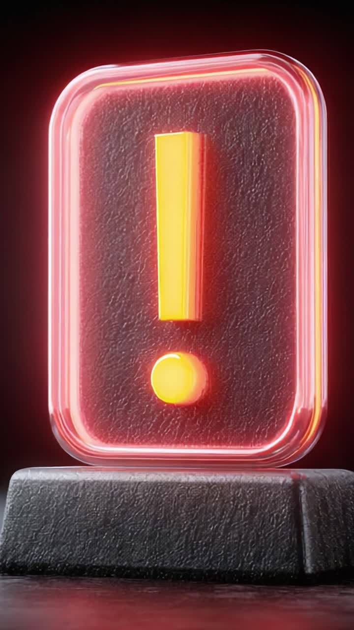 A Glowing Exclamation Mark Signifying Urgency and Alertness in a Futuristic Digital Environment with a Neon Glow Effect