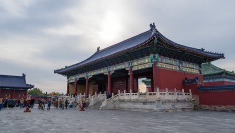 timelapse of the people wander in the temple of heaven at weekend, beijing.