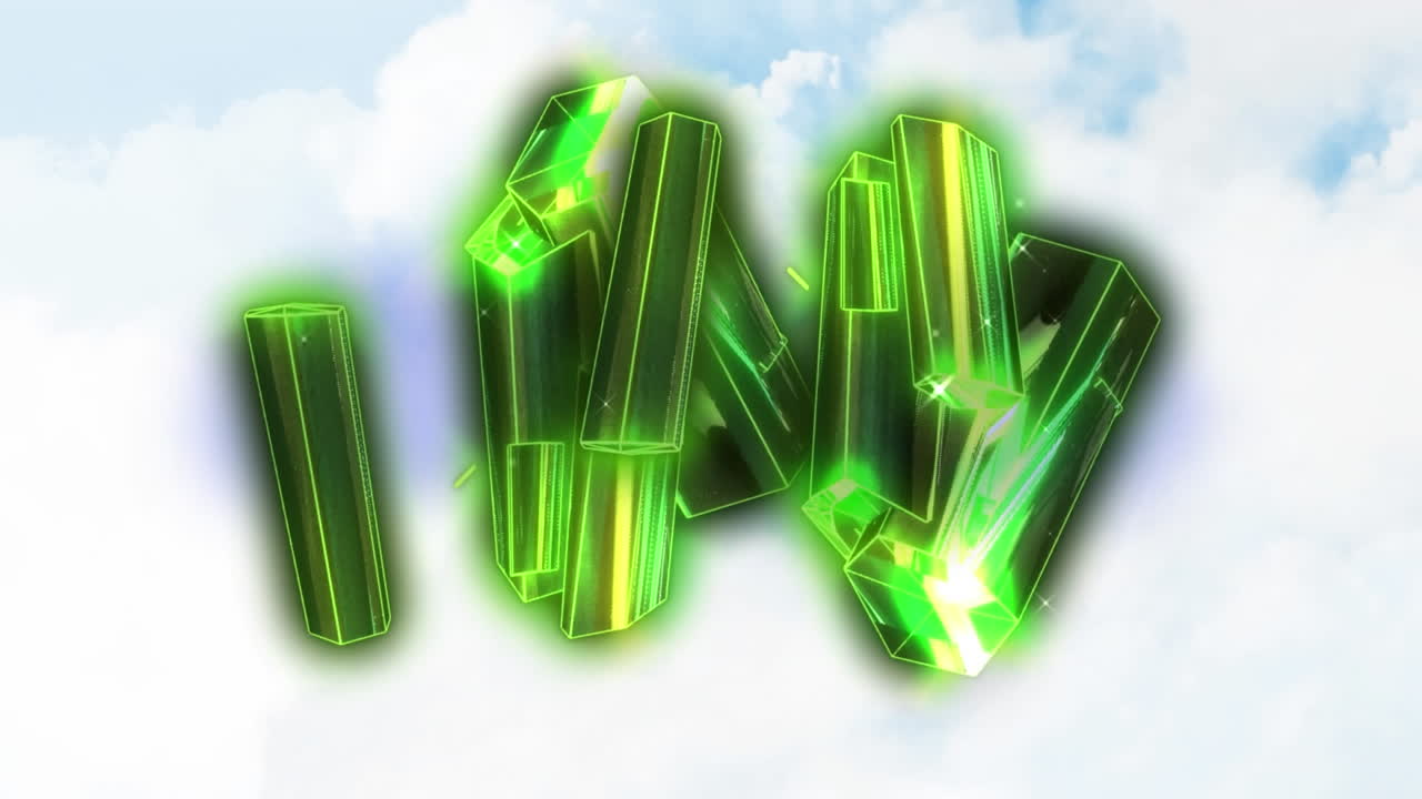 결정과 구름 위에 움직이는 모양의 애니메이션