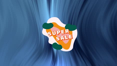 animation of super sale text banner against abstract textured purple gradient background