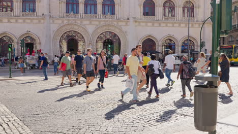 busy street scene in porto, portugal