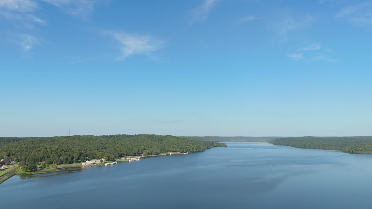 Panoramic View Of Spavinaw Lake In Mayes County, Oklahoma, USA. Aerial Drone Shot