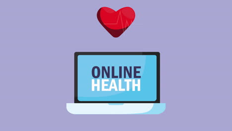 online health technology with laptop animation