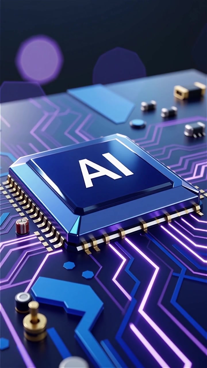 Futuristic AI Chip Motherboard Technology Background