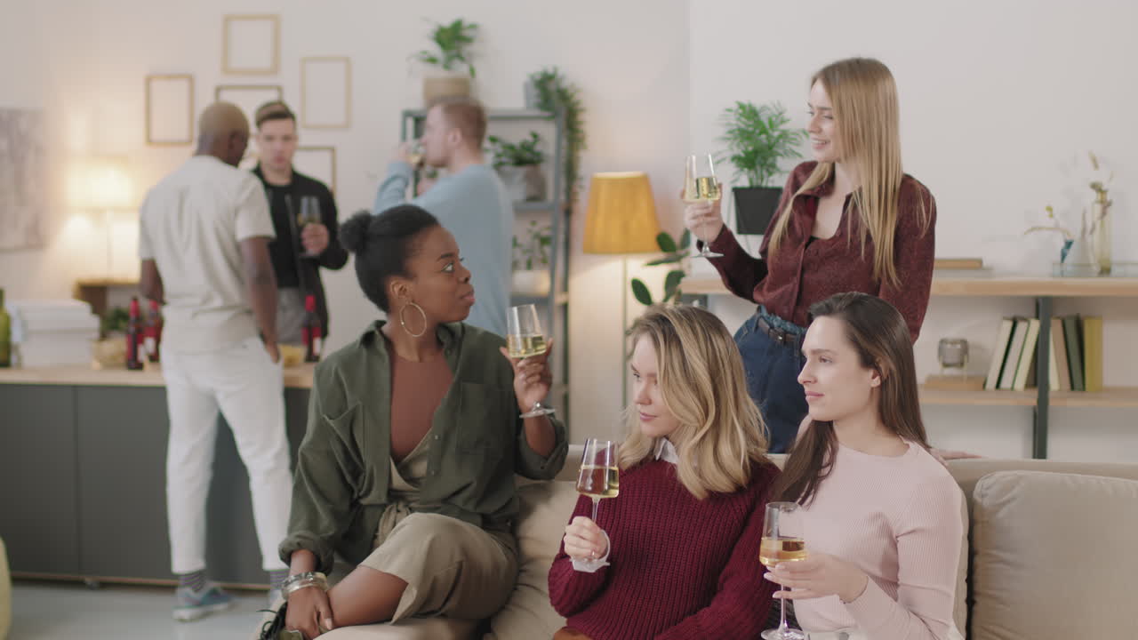 Happy Women Toasting at House Party