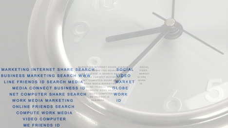 digital animation overlaying clock face with business and internet concepts