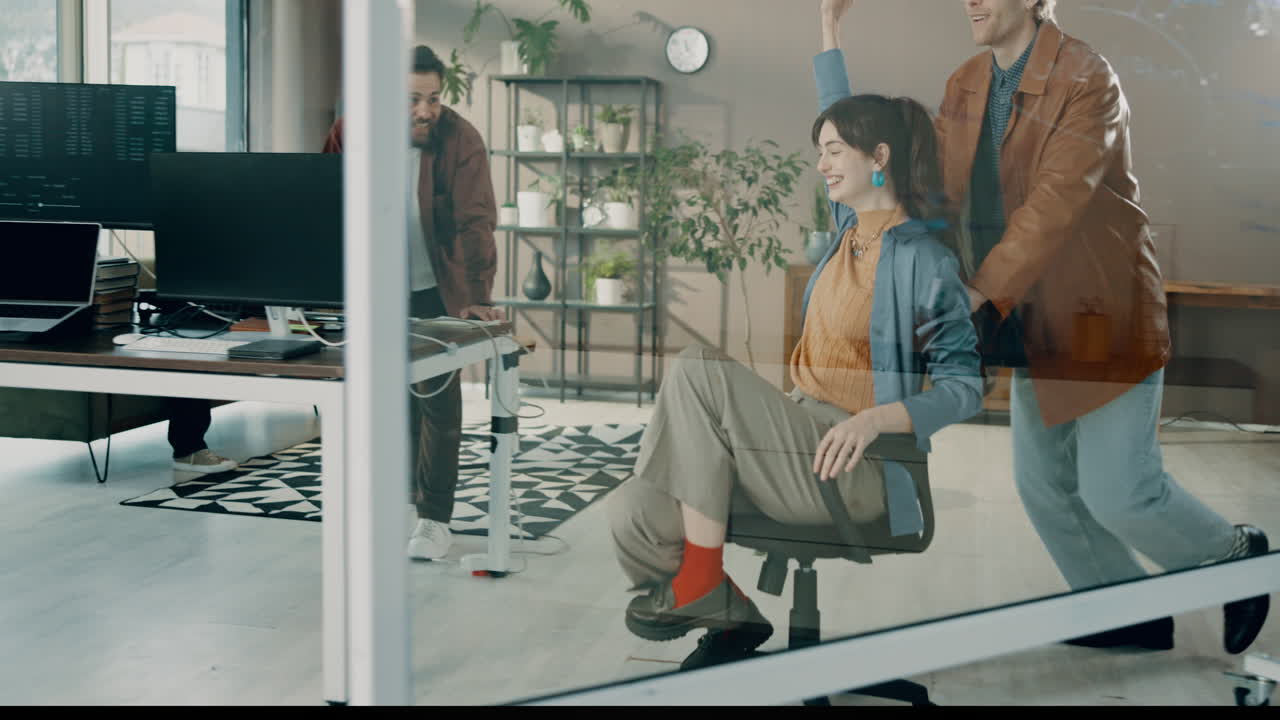 Employees having fun in the office