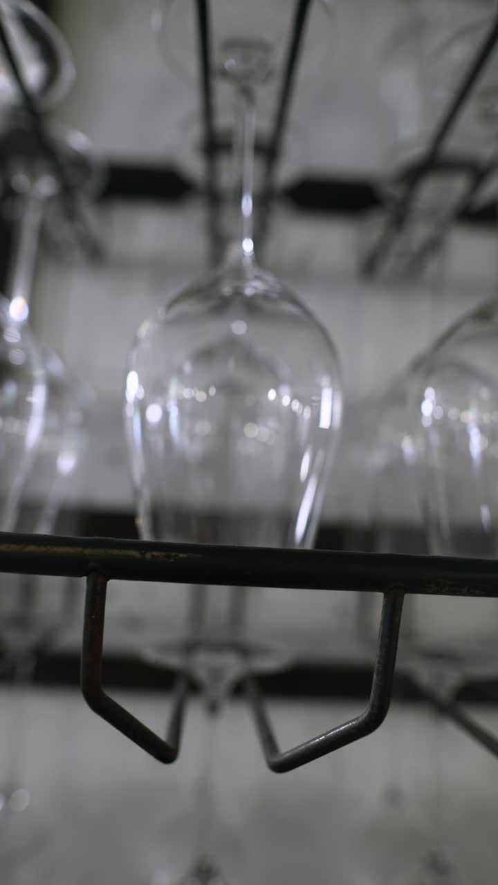 Wine Glasses on Metal Rack