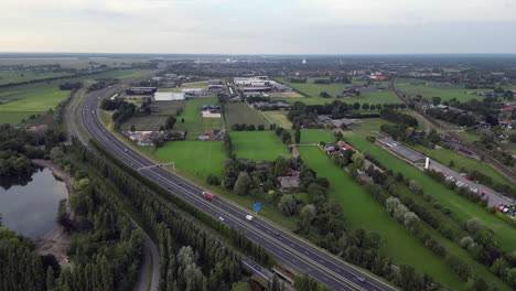 railway and highway on amersfoort - 4k stockvideo