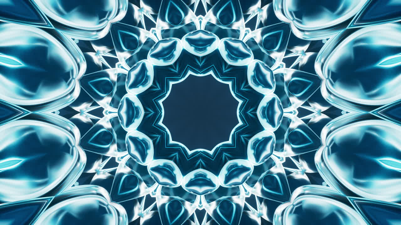 abstracto patrón de caleidoscopio de neón brillante, representación en 3d.