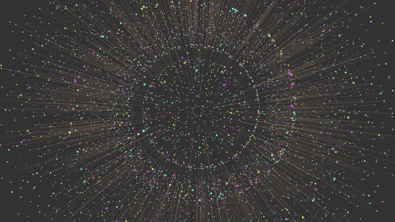 Fantasy futuristic sphere with neon colorful dots on dark gradient