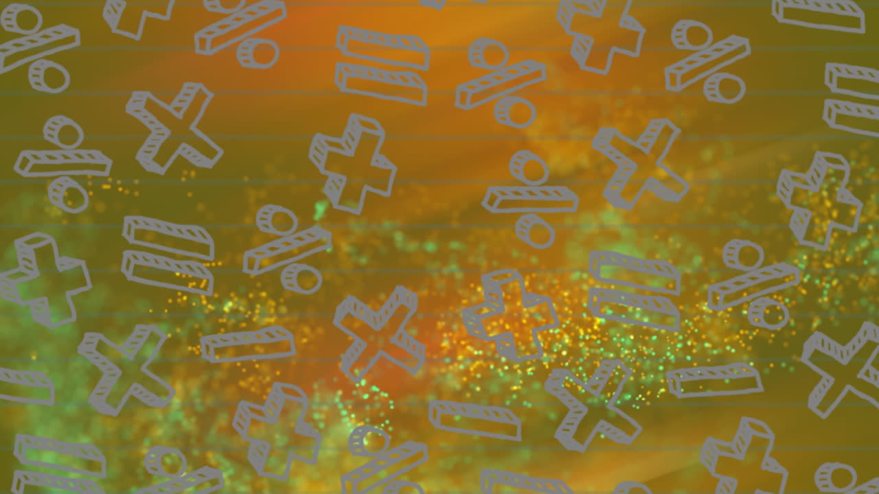 Animation of mathematical sings and energy over green background