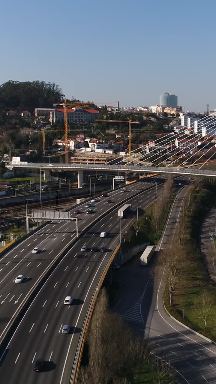 Aerial City Traffic Vertical Video