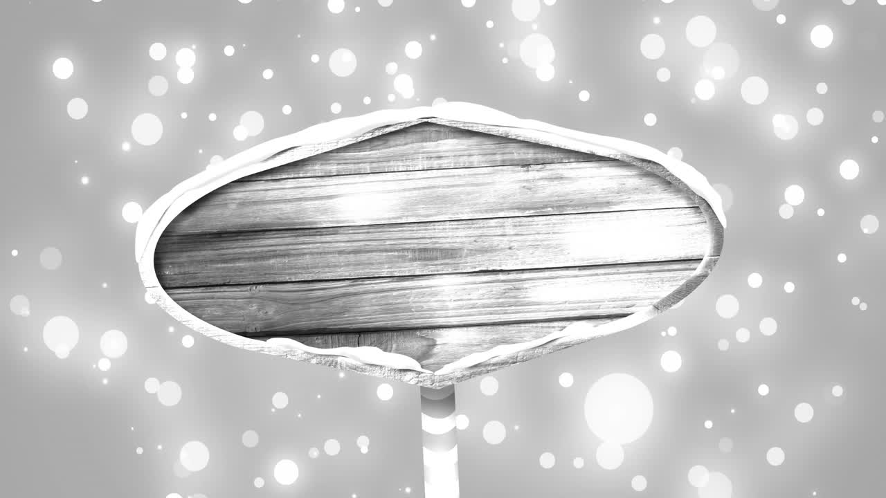 회색 배경에 내리는 눈 위에 복사 공간으로 표지판의 애니메이션