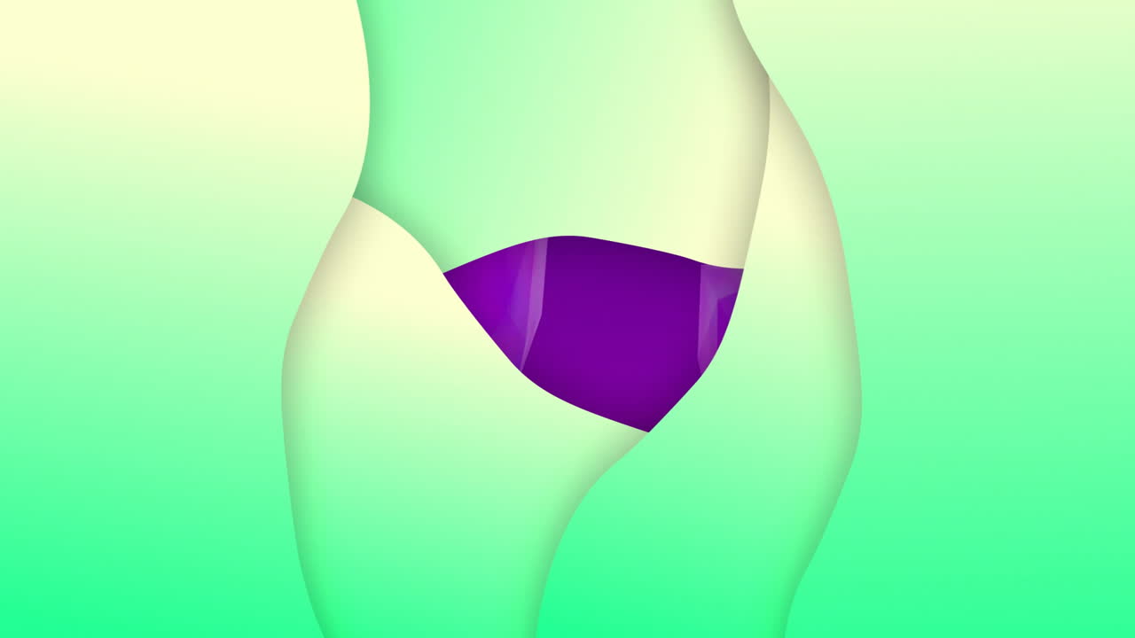 Animation of green shapes on purple background
