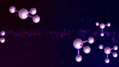 animation of molecules and scientific data processing on dark background