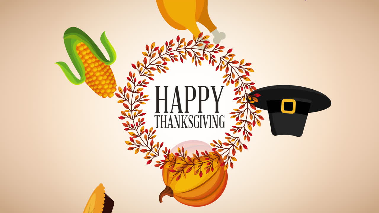 음식과 비와 함께 행복한 추수감사절 축하