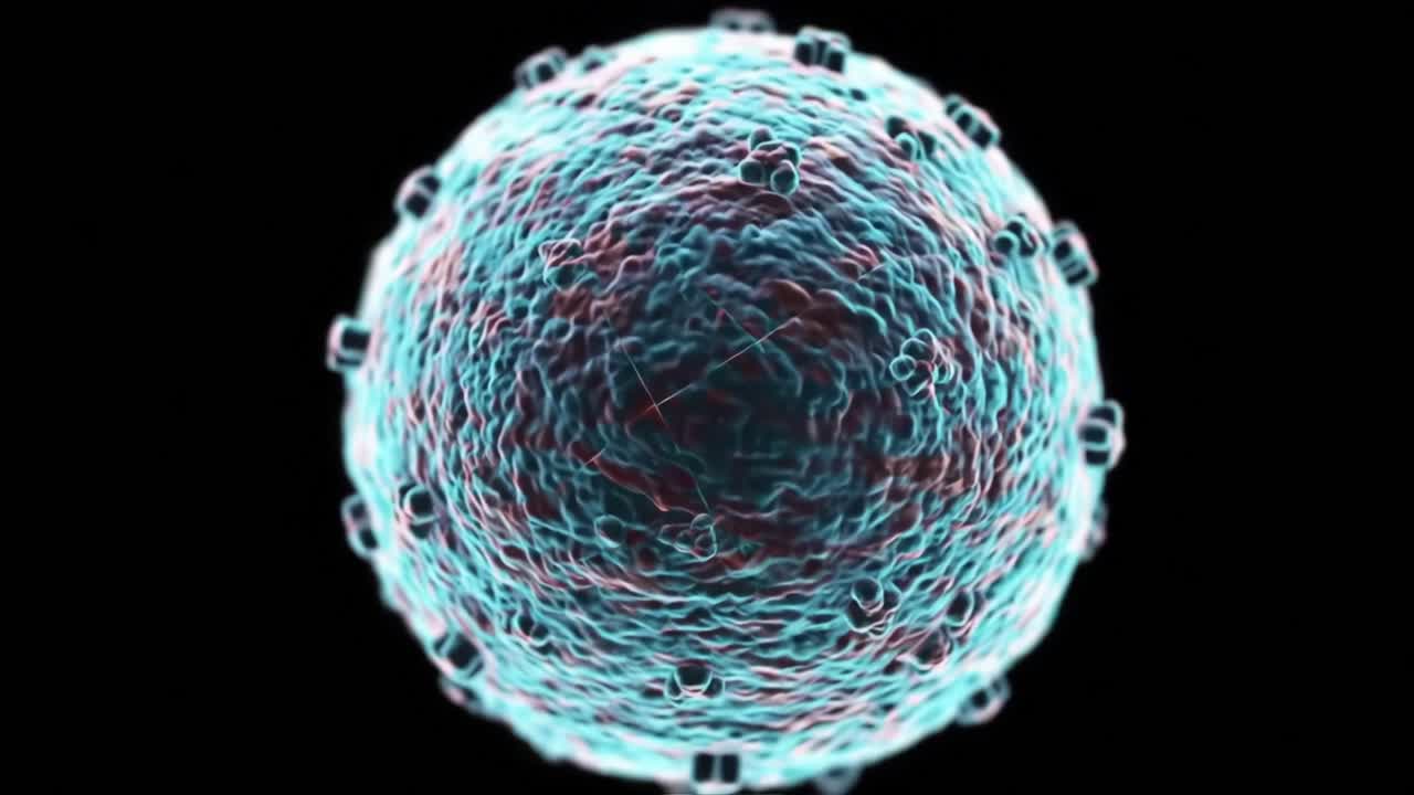 Detailed Visualization of a Microscopic Viral Structure, Showcasing Its Complex Composition and Unique Surface Features in a Stunning Digital Representation