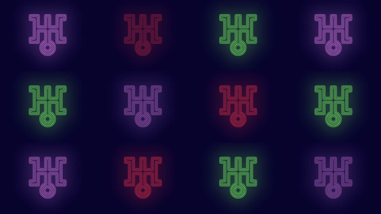 patrón de símbolo de japón del arco iris con luz de neón