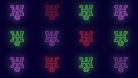 Rainbow-Japan-symbol-pattern-with-neon-light